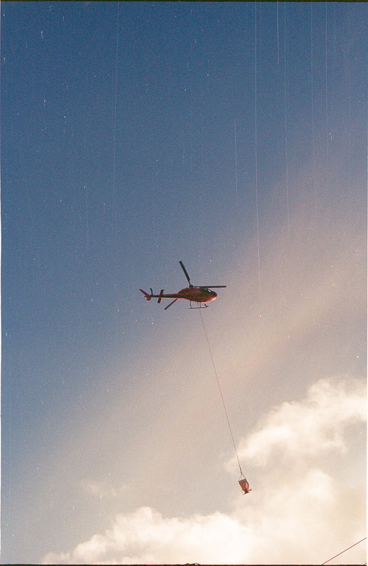 helicopter with bucket